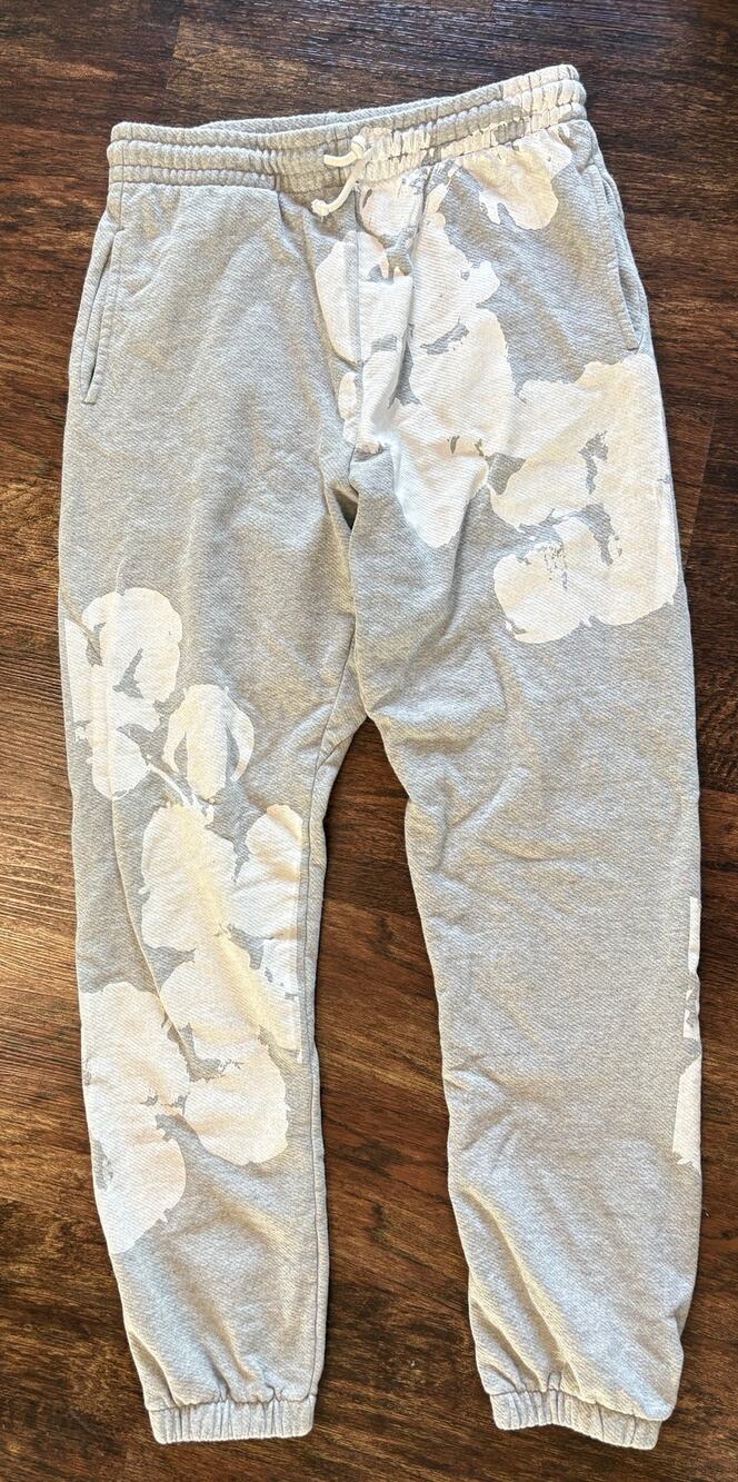 Denim Tears Inspired Men's Grey Cotton Wreath Sweatpants Size Medium Casual Dupe